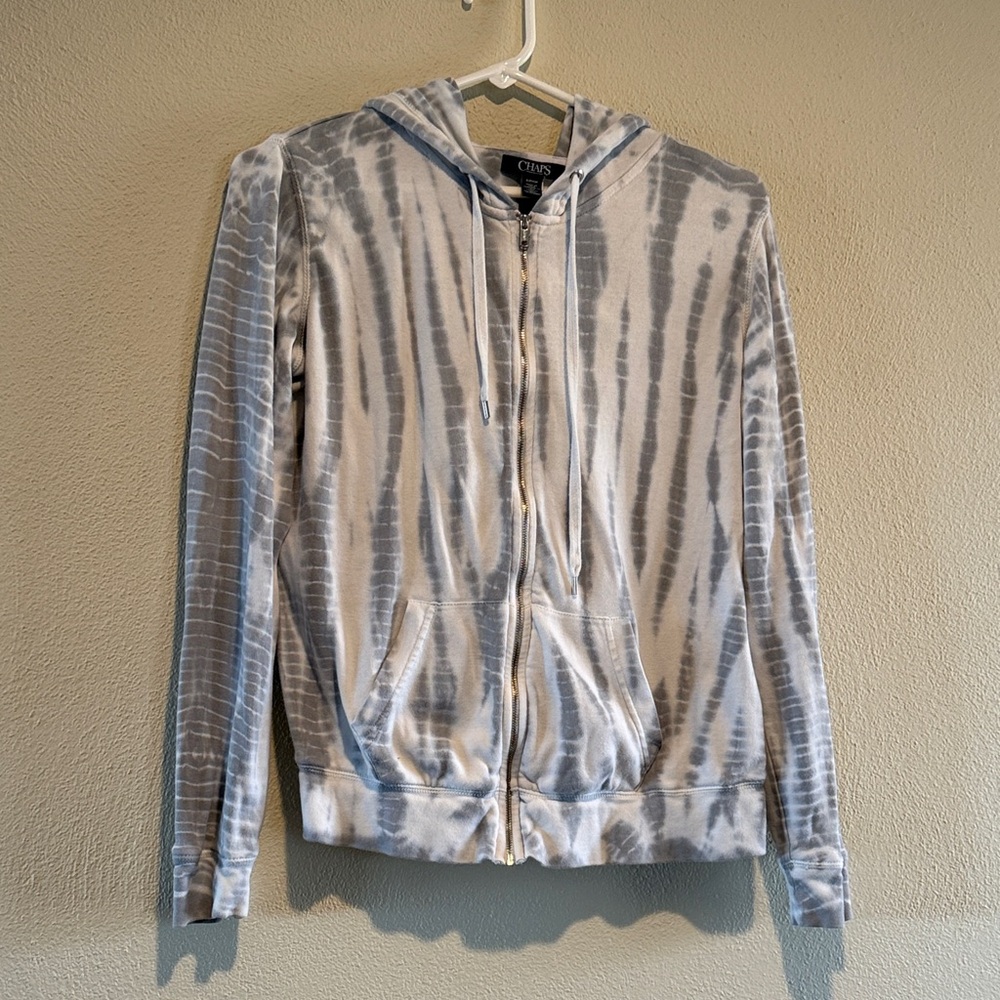Chaps Gray and White Striped Hoodie